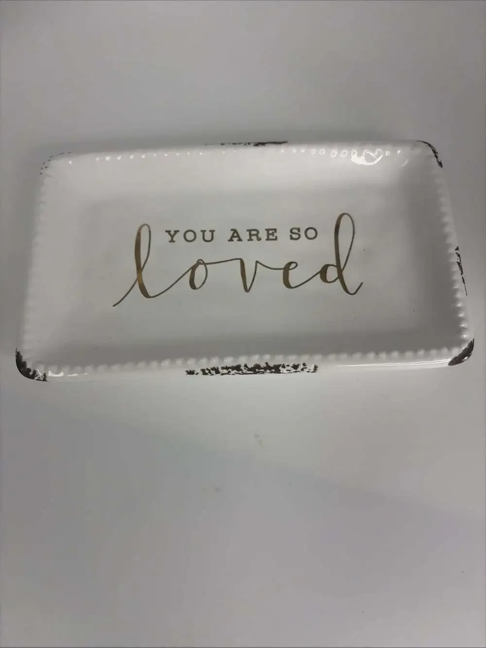 Glory House “You Are So Loved” White Trinket Tray 6”x3.5”